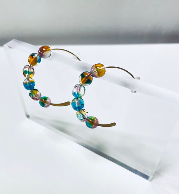 Czech Glass Beads earrings -OOAK- チェコビーズ　チェコガラス　ピアス 4枚目の画像