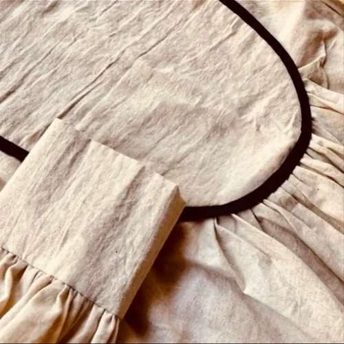 ハンドメイド リネン スタンドカラー ヨーク切替 パイピング くるみ  