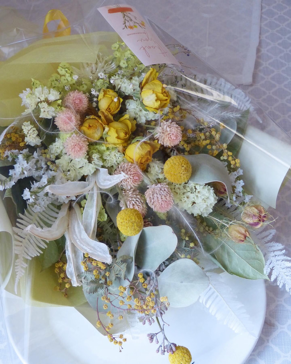 dried flower bouquet  【soft yellow】 2枚目の画像