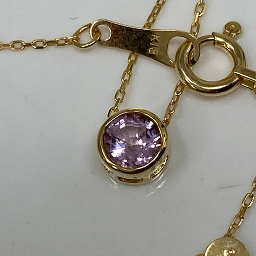 k18YG AU750 18金 天然ピンクインペリアルトパーズ 0.42ct ペンダント  