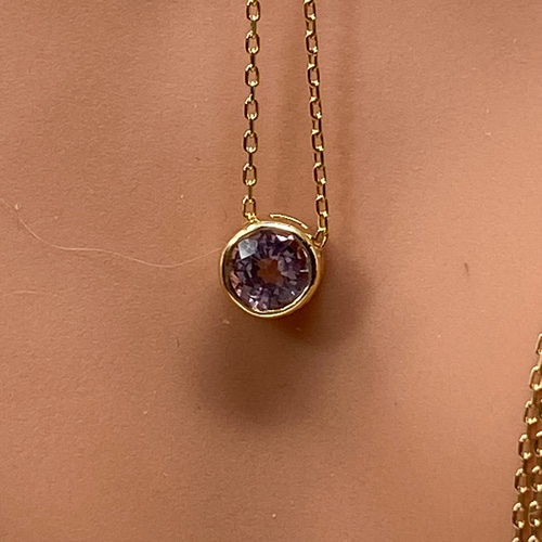 k18YG AU750 18金 天然ピンクインペリアルトパーズ 0.42ct ペンダント  