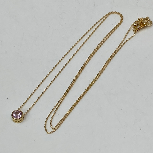 k18YG AU750 18金 天然ピンクインペリアルトパーズ 0.42ct ペンダント  