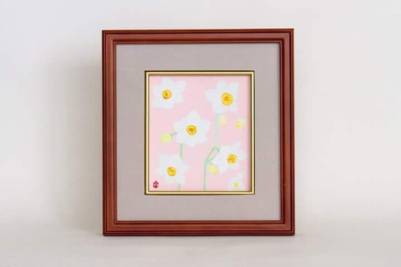絵画・アクリル画】極月 水仙 ( すいせん ) 茶花 シリーズ｜アート 花