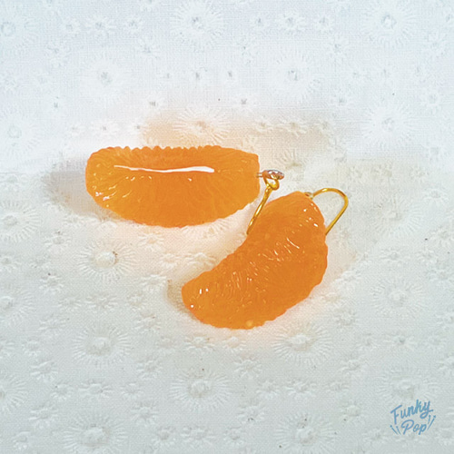 fac0085❁(箱入り)ミニチュア リアル 一粒 みかん ピアス ピアス