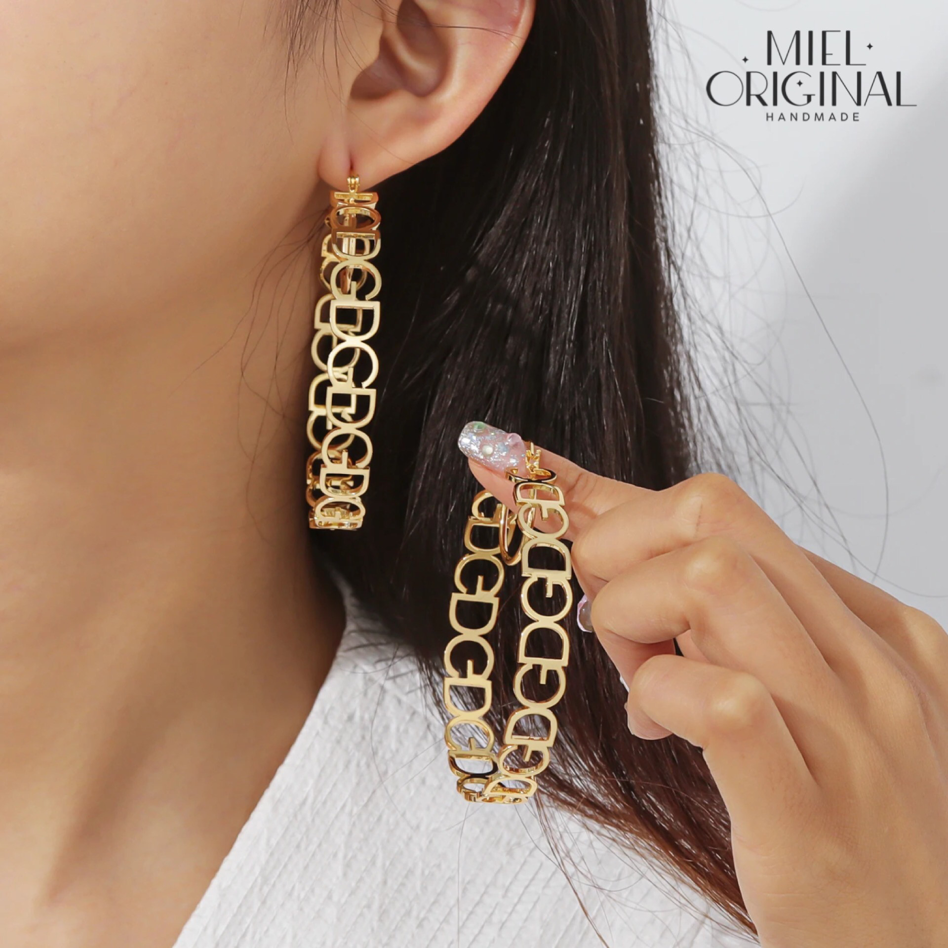 名入れ♡イニシャル✨フープピアス 2文字 カスタムピアス ヒップホップ