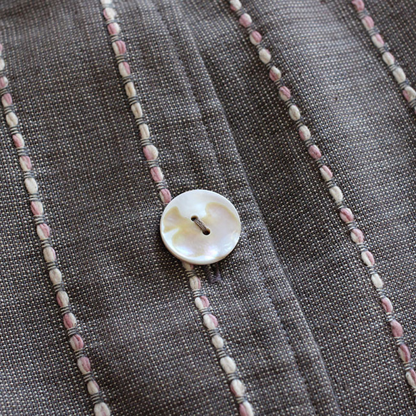 ストライプ手織りコットンの貝ボタンサマージャケット 13枚目の画像