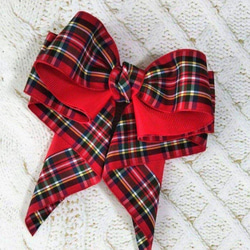 イデアルリボン ヘアゴム タータンチェック 赤 ハンドメイド ヘアゴム