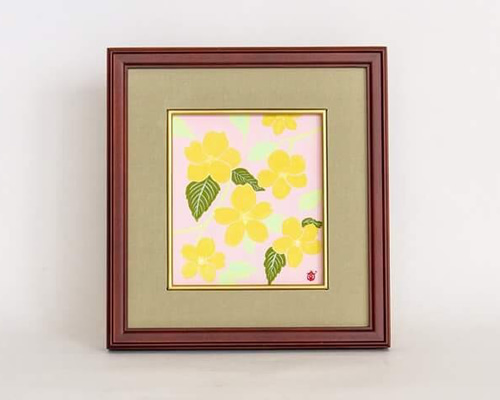 花 絵画 絵画・アクリル画】卯月 山吹 ( やまぶき ) 茶花 シリーズ｜アート 花