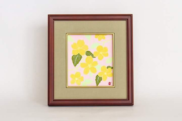 絵画・アクリル画】卯月 山吹 ( やまぶき ) 茶花 シリーズ｜アート 花