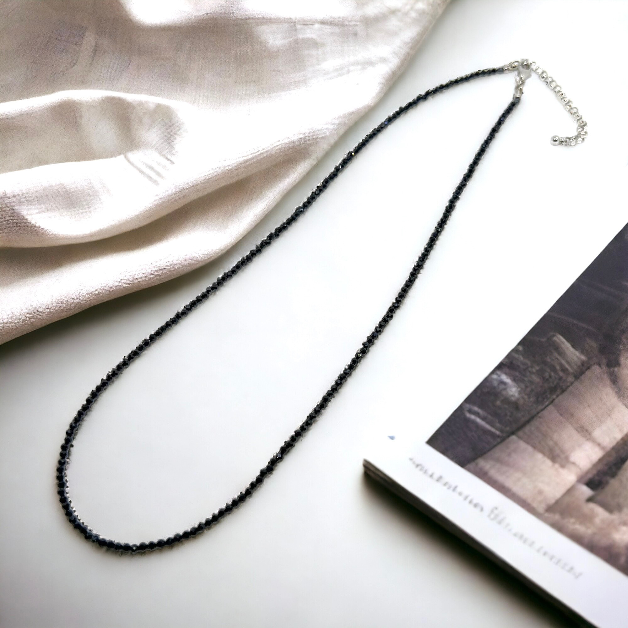 ブラックスピネル（天然石）ネックレス　l-bdzd036n