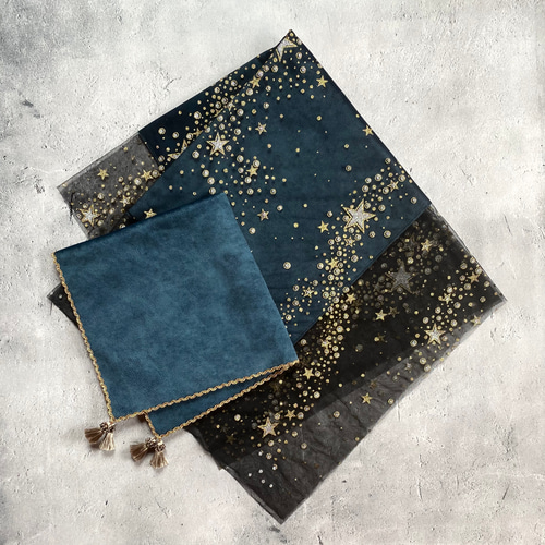 星柄レースクロス＆シャッフルマットの2点セット☆ハンドメイド