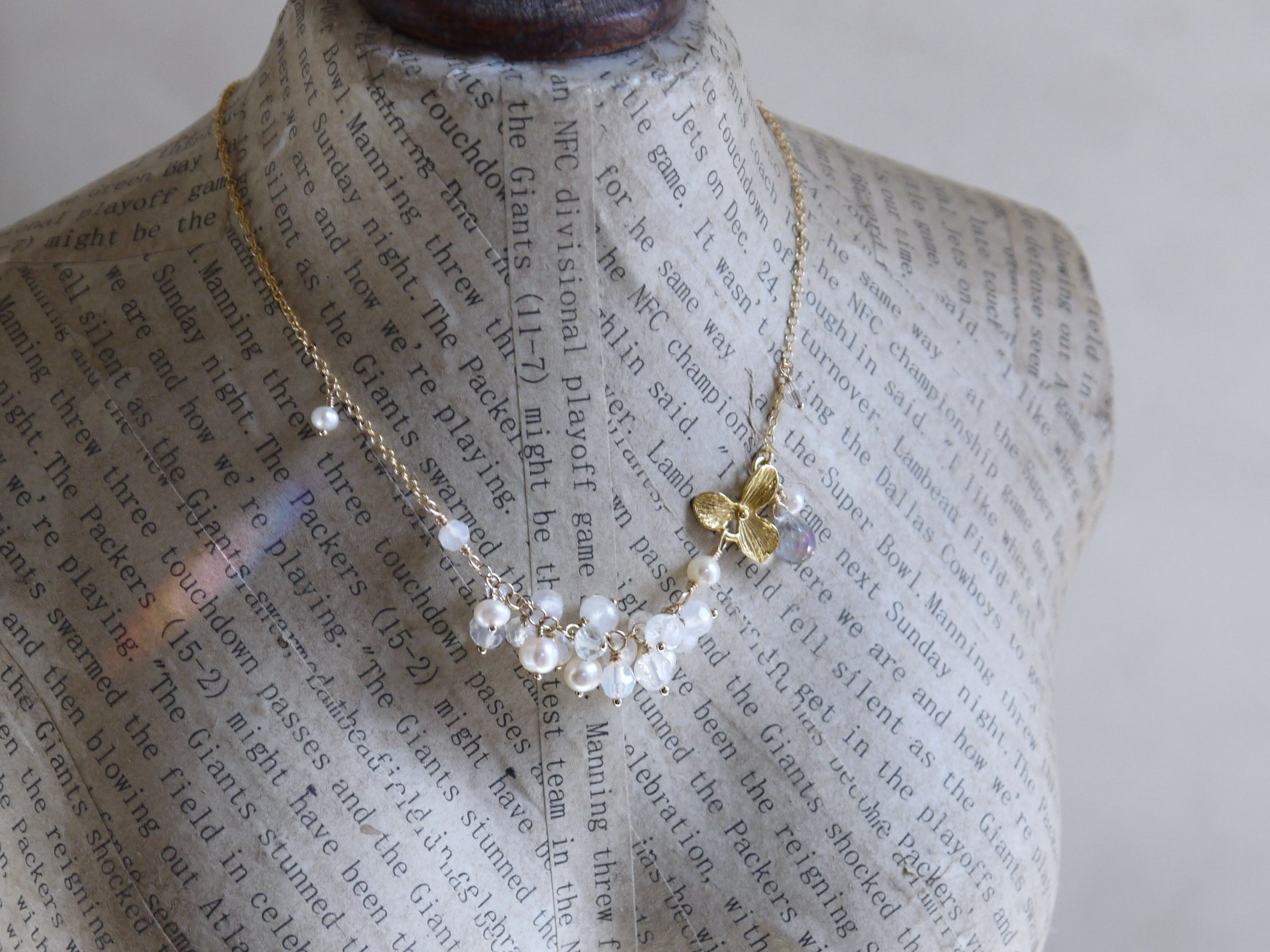 【K14GF】天然石ネックレス＊*ムーンストーン/ホワイトカルセドニー/淡水パール他