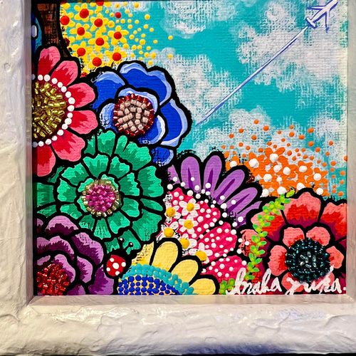 メイ 直筆絵画ハンドクラフトフレーム＆薔薇のランプ 2点おまとめ メイ