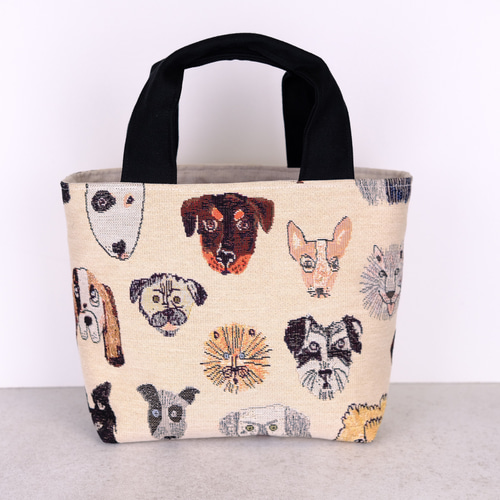 フランス生地✳︎ ゴブラン織 わんわんわん】ミニトートバッグ トート