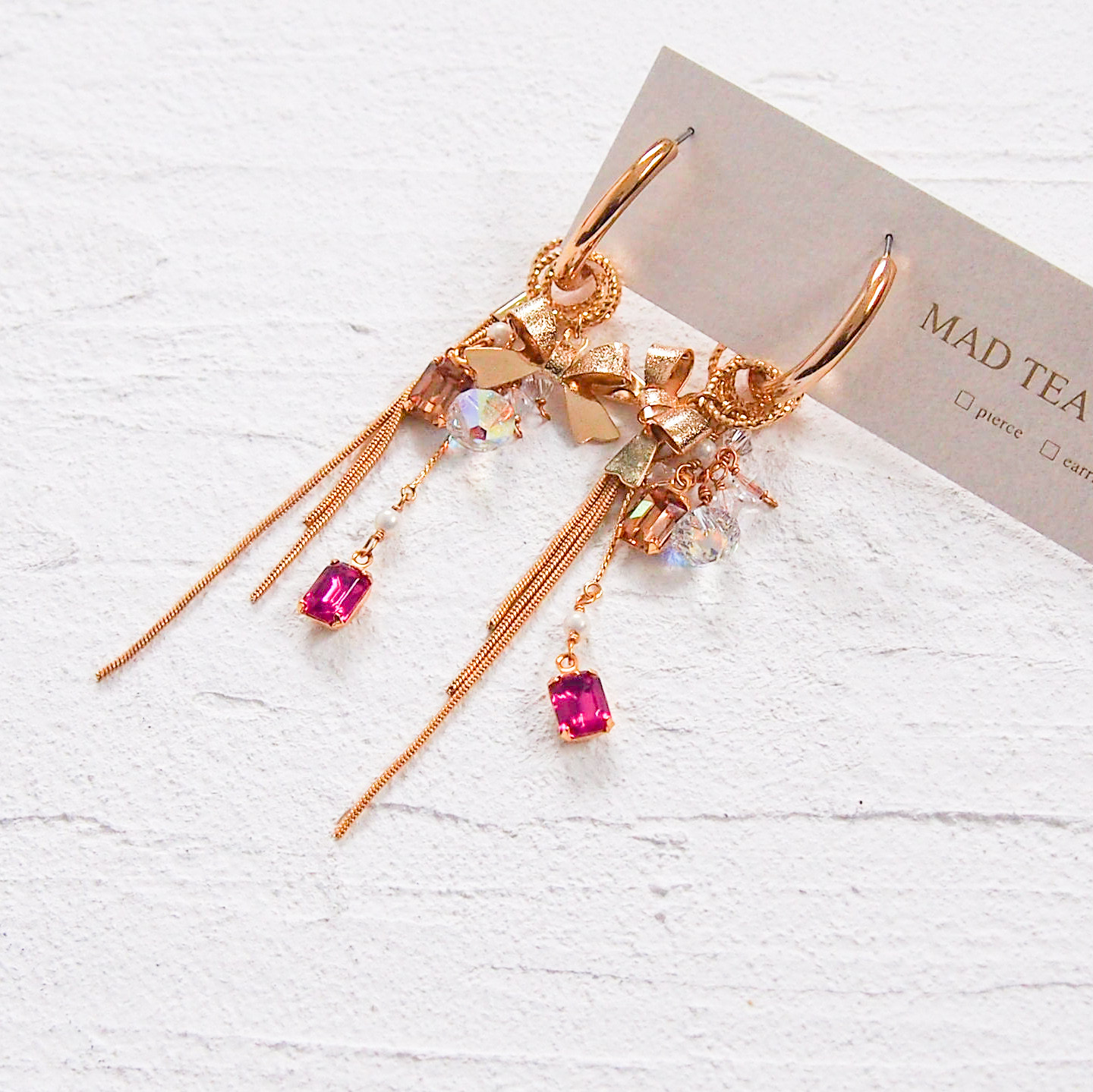 【ステンレスピアス】vintageスワロフスキー カスタムできるチャンキーフープピアス／イヤリング