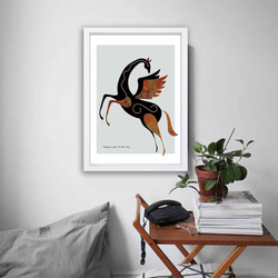 空へ飛ぶペガサス　馬　イラスト　ポスター　A4 A3 A2 A1　アート  　アートポスター　sei検索　2809 4枚目の画像