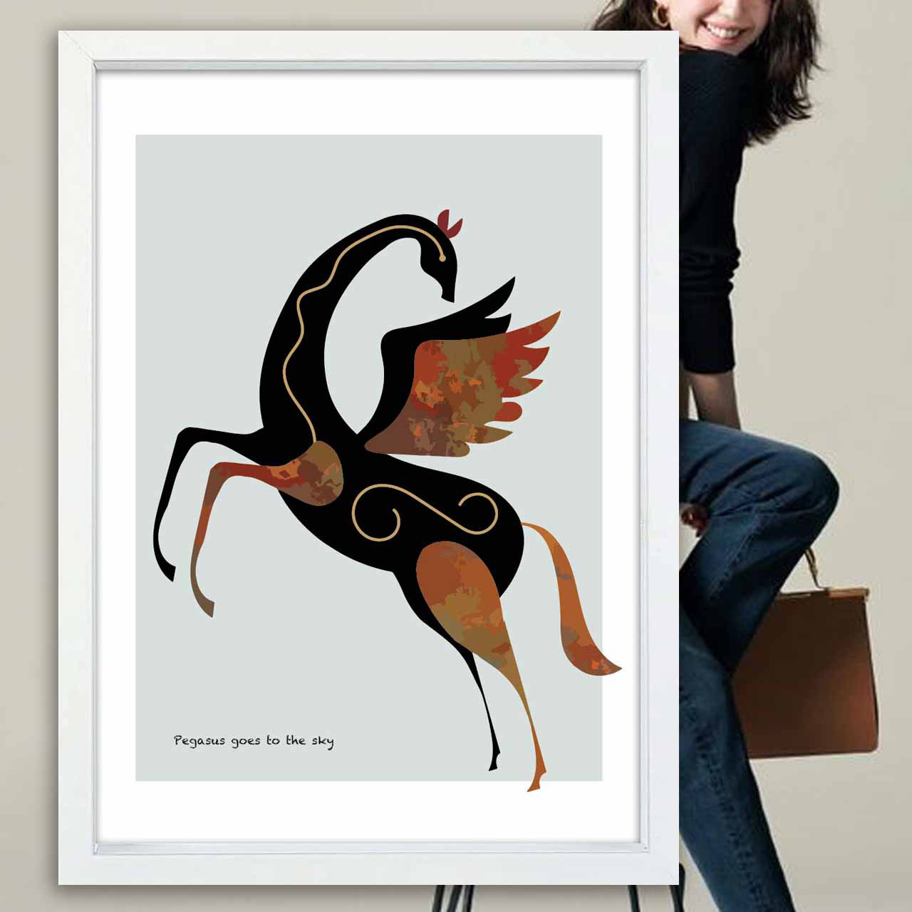 開運絵画 アクリル画 F4キャンバス 天馬 ペガサス No.521 原画