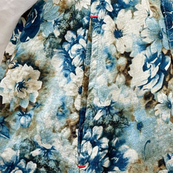 夏 ブルー 花柄 スカート レディース A ライン ハイウエスト 綿 リネン フレア スカート T-00001 11枚目の画像