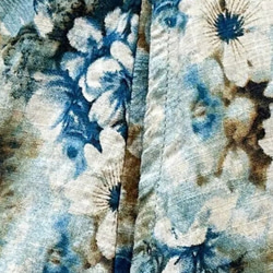 夏 ブルー 花柄 スカート レディース A ライン ハイウエスト 綿 リネン フレア スカート T-00001 8枚目の画像