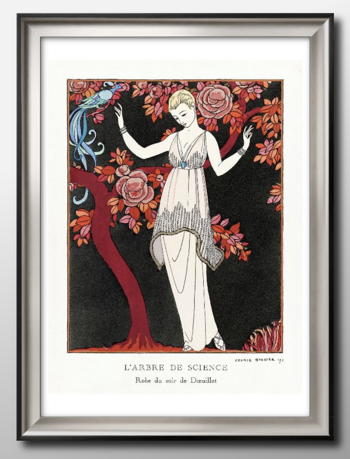 ジョルジュ・バルビエ、阿片商人宅にて、希少な額装用画集画、新品額装付