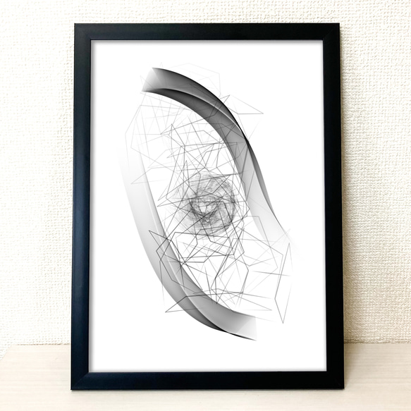 抽象画 白黒線画 フレーム付き