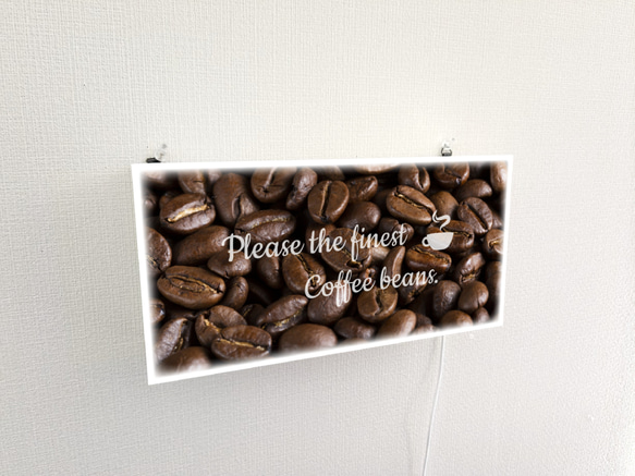 【壁掛け】珈琲 コーヒー豆 コーヒービーンズ カフェ 喫茶 お家カフェ 店舗 自宅 照明 看板 置物 雑貨 ライトBOX 4枚目の画像