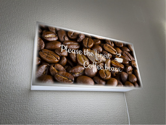 【壁掛け】珈琲 コーヒー豆 コーヒービーンズ カフェ 喫茶 お家カフェ 店舗 自宅 照明 看板 置物 雑貨 ライトBOX 3枚目の画像