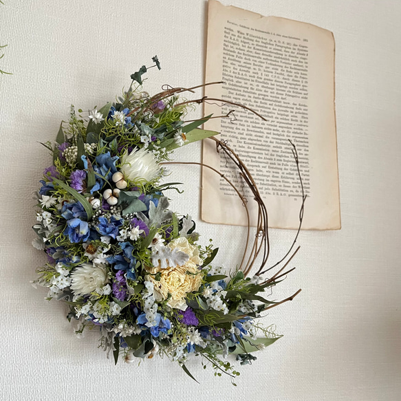 ◇初夏のリース◇ハーフリース◇プレゼント 初夏の小花ドライフラワー ハーフリース 【母の日のプレゼントに