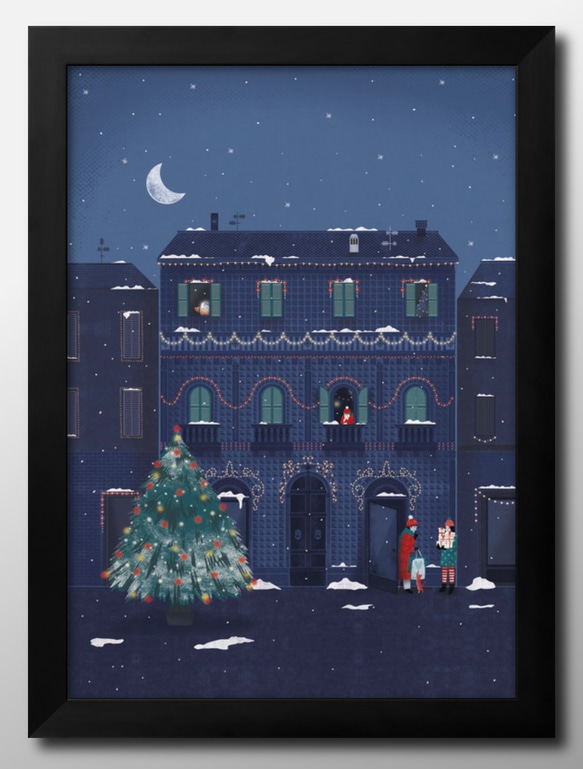 油絵 絵画【クリスマスの教会】 油絵 クリスマスの教会