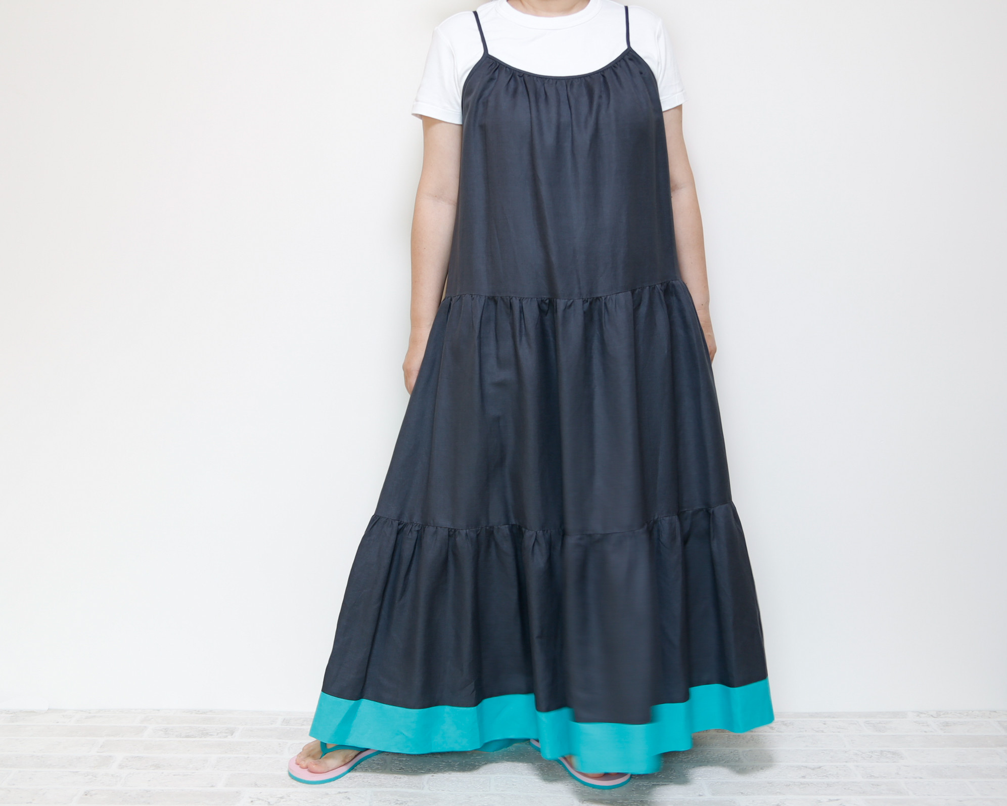 柔らかリネン ティアード キャミソール ワンピース マキシ丈 15,111円