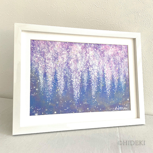 絵画「藤の花が咲いた」アクリル絵/新品額縁