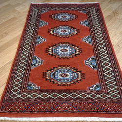 トライバル絨毯】パキスタン絨毯　ハイクオリティ　ガゼニウール　122x78cm　テラコッタカラー 4枚目の画像