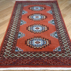 トライバル絨毯】パキスタン絨毯　ハイクオリティ　ガゼニウール　122x78cm　テラコッタカラー 5枚目の画像