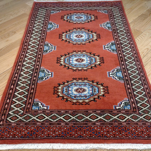 Y2007 パキスタン絨毯 ウール 大判 機械織 204×122㎝ 美品