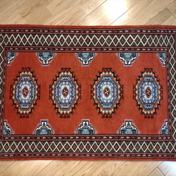 トライバル絨毯】パキスタン絨毯　ハイクオリティ　ガゼニウール　122x78cm　テラコッタカラー 3枚目の画像