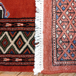 トライバル絨毯】パキスタン絨毯　ハイクオリティ　ガゼニウール　122x78cm　テラコッタカラー 10枚目の画像