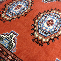 トライバル絨毯】パキスタン絨毯　ハイクオリティ　ガゼニウール　122x78cm　テラコッタカラー 9枚目の画像