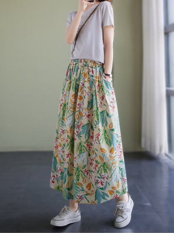 【3色】コットン 花柄 スカート レディース 綿 コットンスカート T-00004 8枚目の画像