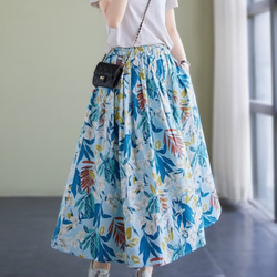 【3色】コットン 花柄 スカート レディース 綿 コットンスカート T-00004 12枚目の画像