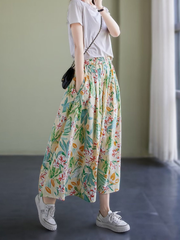 【3色】コットン 花柄 スカート レディース 綿 コットンスカート T-00004 10枚目の画像