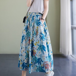 【3色】コットン 花柄 スカート レディース 綿 コットンスカート T-00004 3枚目の画像