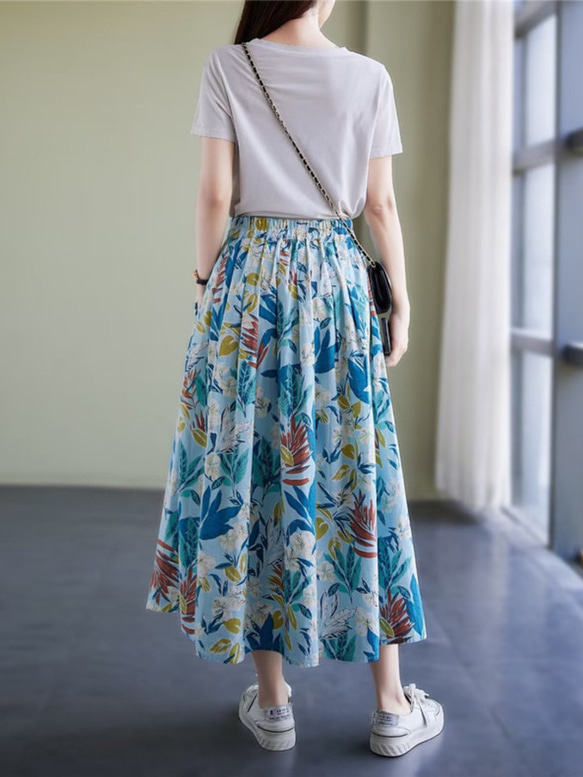 【3色】コットン 花柄 スカート レディース 綿 コットンスカート T-00004 13枚目の画像