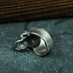ブレインスカルシルバーリング、顎のないゴシックスカルリング、スターリングシルバーの指輪プレゼント 4枚目の画像
