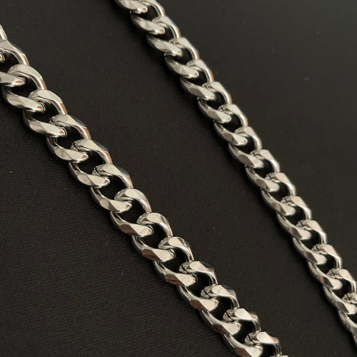 真鍮 シルバーメッキ ウォレットチェーン 喜平 11mm 六面カット