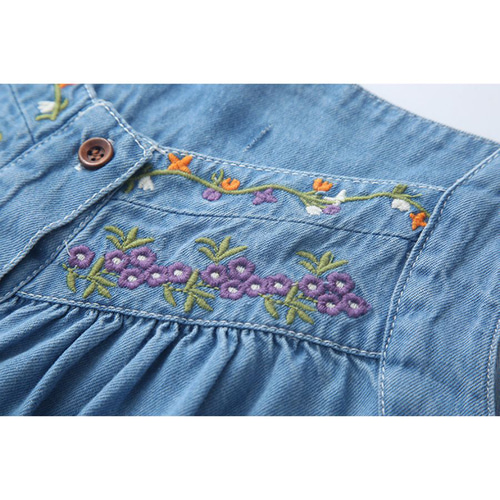 デニム 刺繍 半袖 花柄 キャミソール レディース おしゃれ トップス
