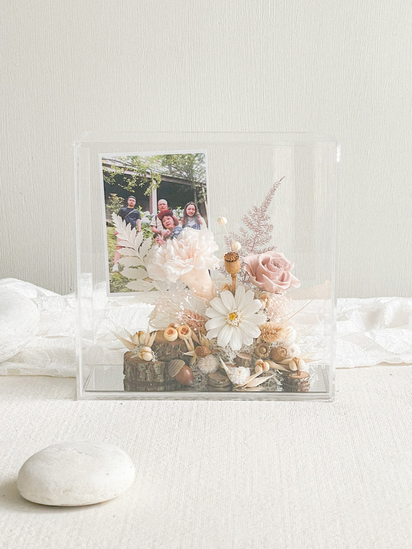 康乃之心II x 不凋康乃馨乾燥花透明花框 第2張的照片
