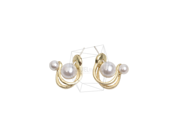 ERG-2674-G [1set] 珍珠圓柱耳環 第1張的照片