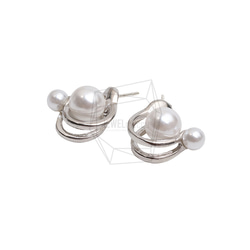 ERG-2674-R【1set】パール.ピアス/Pearl Round Post Earrings 2枚目の画像