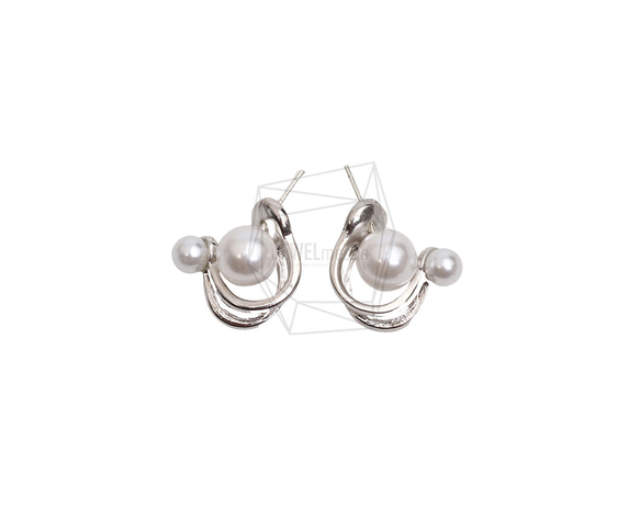 ERG-2674-R【1set】パール.ピアス/Pearl Round Post Earrings 1枚目の画像