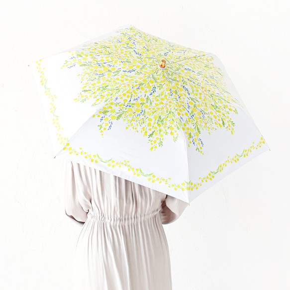 [折疊傘] Mimosa [UV 防護 99.9% 以上] [晴天雨天均可使用] [輕便] [盛開的雨傘] [Hanayuki 第1張的照片